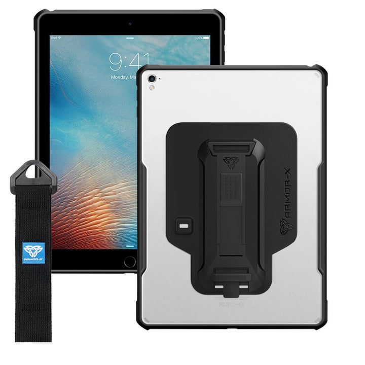 DXS-iPad-PR1 | iPad Pro 9.7 2016 | Ultra slim 4 corner Anti-impact tablet case with hand strap kick-stand & X-Mount