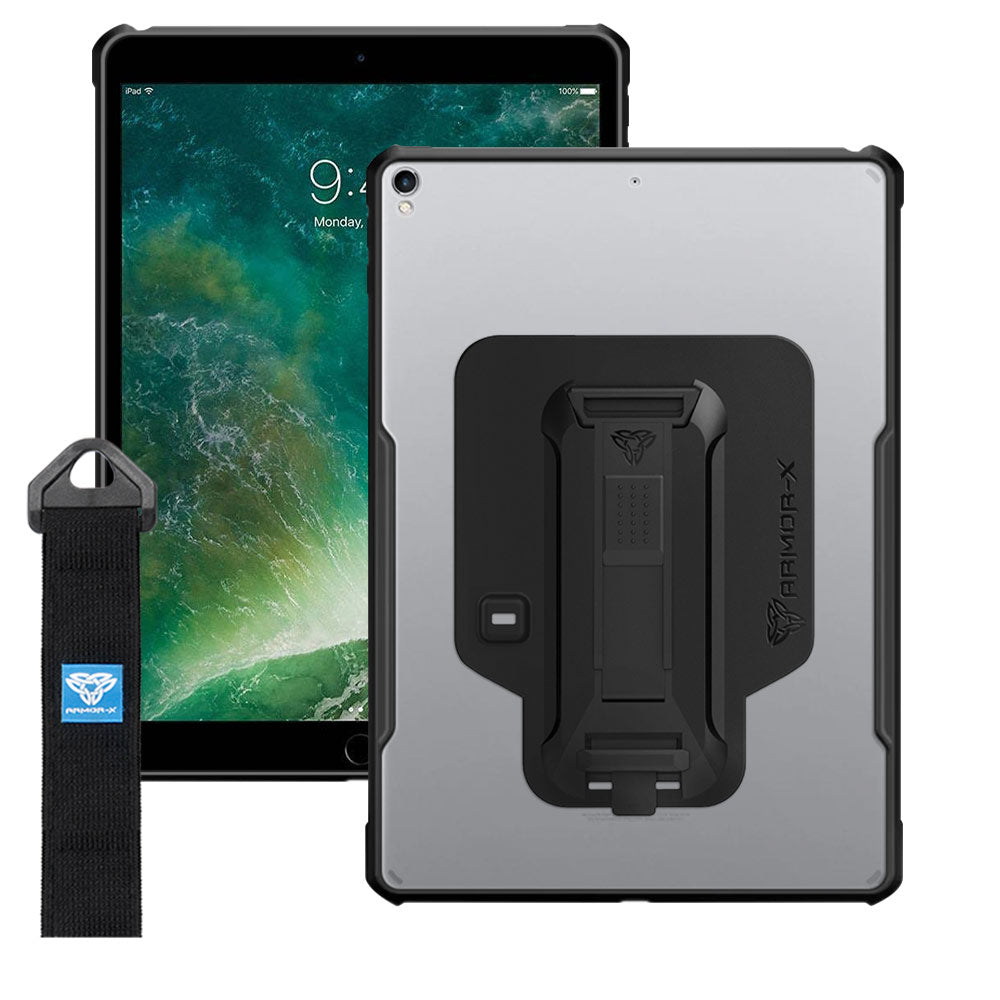 DXS-iPad-PR3 | iPad Pro 10.5 2017 | Ultra slim 4 corner Anti-impact tablet case with hand strap kick-stand & X-Mount
