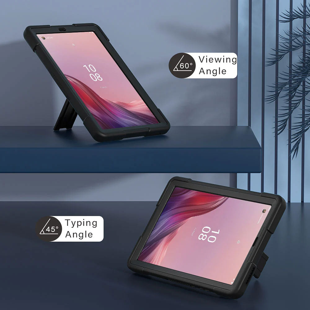 ARMOR-X Lenovo Tab K9 / Lenovo Tab One TB305 shockproof case, impact protection cover with kick stand. Hand free typing, drawing, video watching.