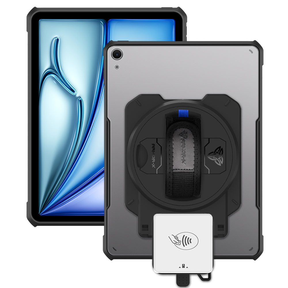 EX2-DAN-iPad-A4 | iPad Air 11 (M2) / (M3) | Ultra Slim 4 Corner Anti-Impact Tablet Case With Payanywhere 3-in-1 Credit Card Reader Holder Supports Apple Pencil Pro Wireless Charging