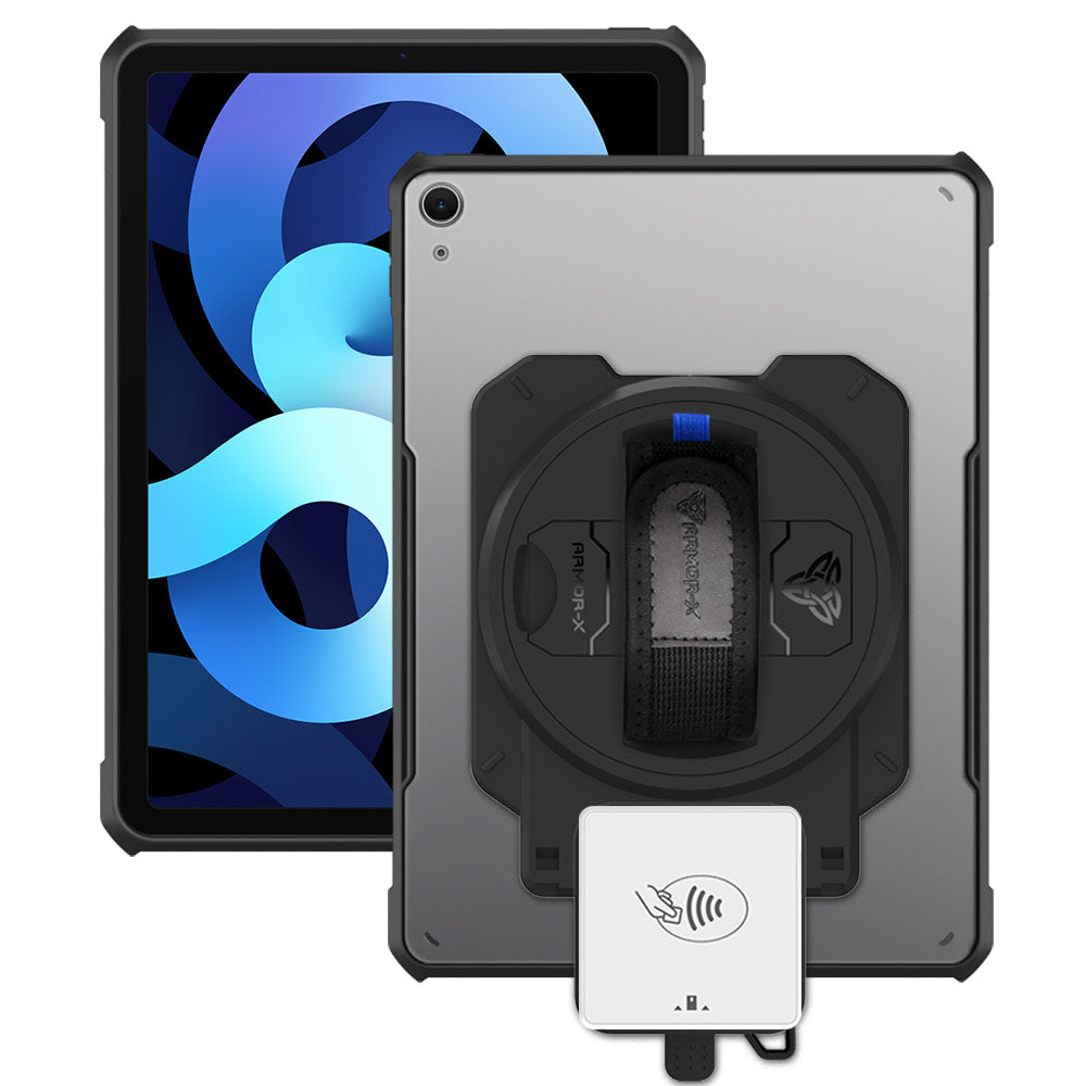 EX2-DAN-iPad-A4 | iPad Air 4 2020 / iPad Air 5 2022 | Ultra Slim 4 Corner Anti-Impact Tablet Case With Payanywhere 3-in-1 Credit Card Reader Holder Supports Apple Pencil 2 Wireless Charging