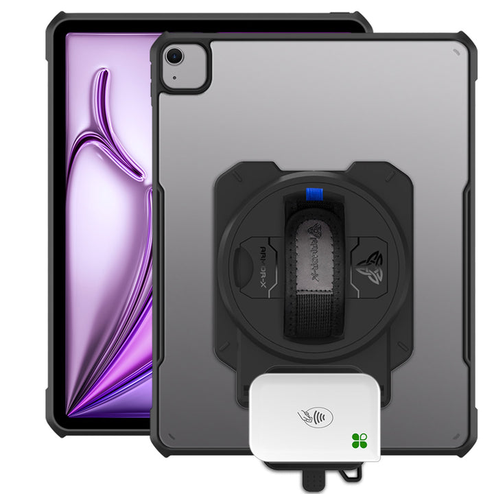 EX2-DAN-iPad-A6 | iPad Air 13 (M2) / (M3) | Ultra Slim 4 Corner Anti-Impact Tablet Case With Clover Go Card Reader Holder Supports Apple Pencil Pro Wireless Charging