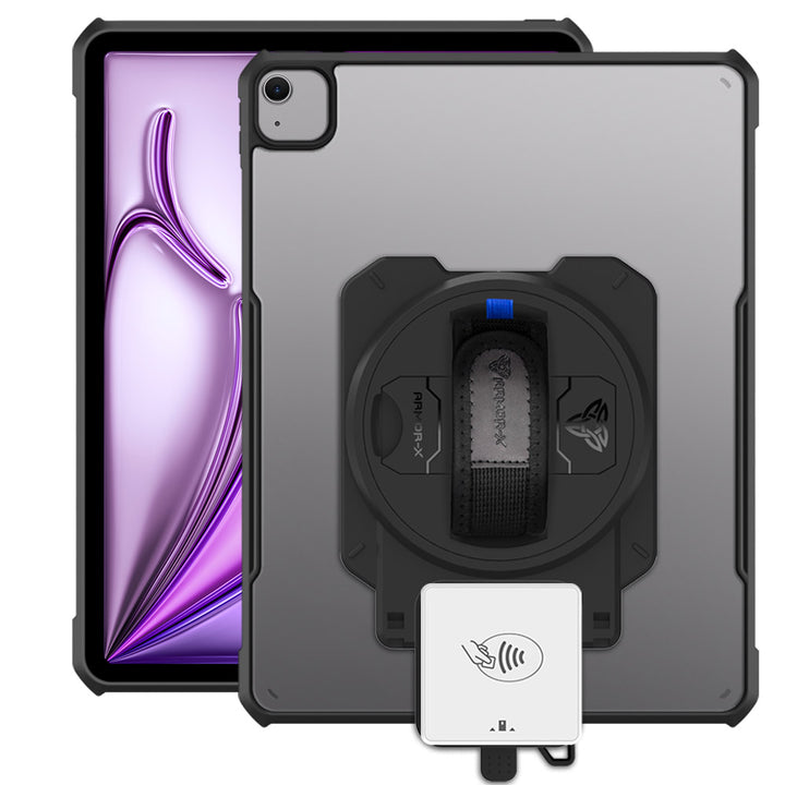 EX2-DAN-iPad-A6 | iPad Air 13 (M2) / (M3) | Ultra Slim 4 Corner Anti-Impact Tablet Case With Payanywhere 3-in-1 Credit Card Reader Holder Supports Apple Pencil Pro Wireless Charging