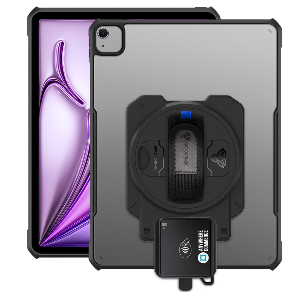 EX2-DAN-iPad-A6 | iPad Air 13 (M2) / (M3) | Ultra Slim 4 Corner Anti-Impact Tablet Case With AnywhereCommerce Walker C3X Credit Card Reader Holder Supports Apple Pencil Pro Wireless Charging