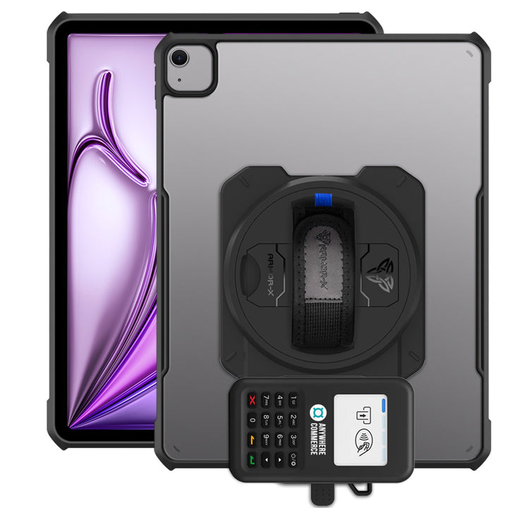 EX2-DAN-iPad-A6 | iPad Air 13 (M2) / (M3) | Ultra Slim 4 Corner Anti-Impact Tablet Case With AnywhereCommerce Nomad WP3 Credit Card Reader Holder Supports Apple Pencil Pro Wireless Charging