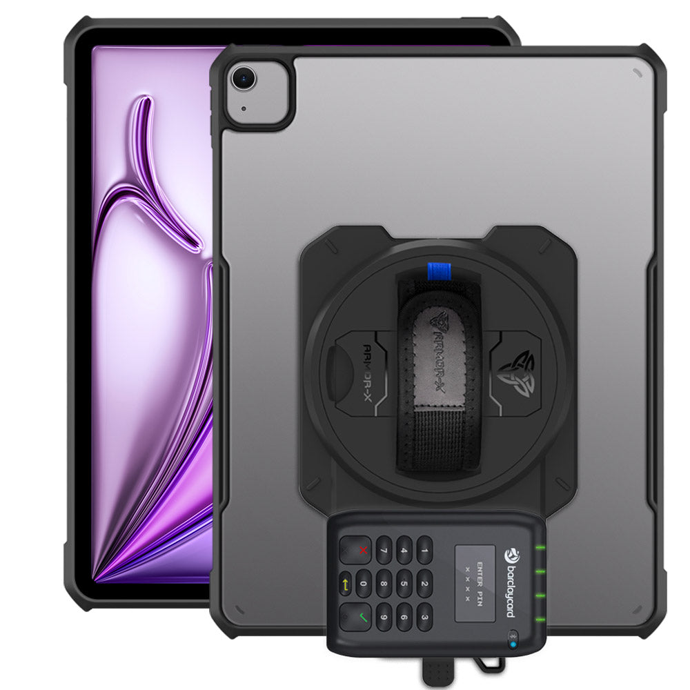 EX2-DAN-iPad-A6 | iPad Air 13 (M2) / (M3) | Ultra Slim 4 Corner Anti-Impact Tablet Case With Barclaycard Card Reader Holder Supports Apple Pencil Pro Wireless Charging