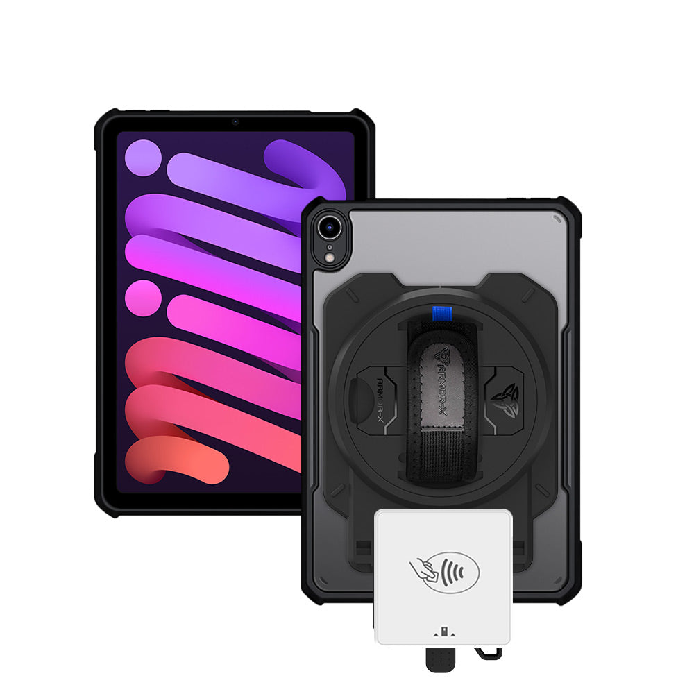 EX2-DAN-iPad-M6 | iPad mini (A17 Pro) | Ultra Slim 4 Corner Anti-Impact Tablet Case With Payanywhere 3-in-1 Credit Card Reader Holder Supports Apple Pencil Pro Wireless Charging