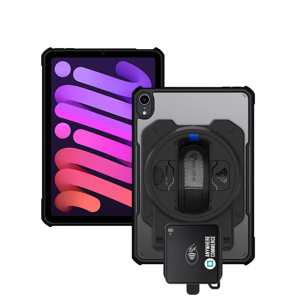 EX2-DAN-iPad-M6 | iPad mini (A17 Pro) | Ultra Slim 4 Corner Anti-Impact Tablet Case With AnywhereCommerce Walker C3X Credit Card Reader Holder Supports Apple Pencil Pro Wireless Charging