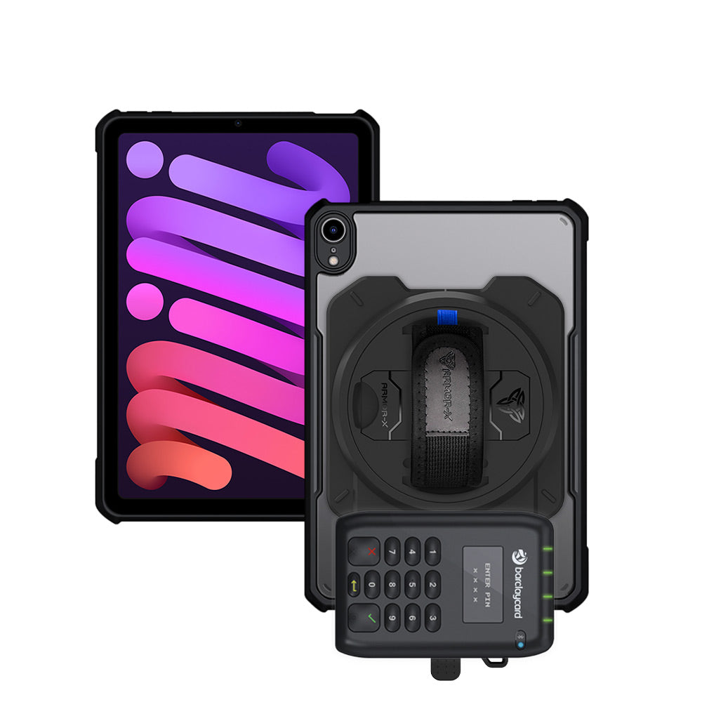 EX2-DAN-iPad-M6 | iPad mini (A17 Pro) | Ultra Slim 4 Corner Anti-Impact Tablet Case With Barclaycard Card Reader Holder Supports Apple Pencil Pro Wireless Charging