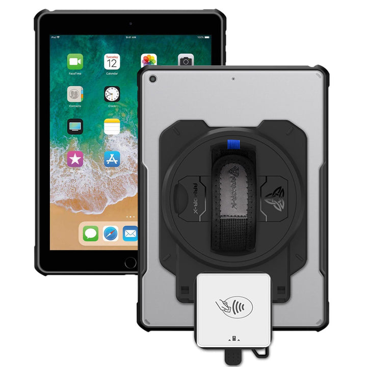 EX2-DAN-iPad-N2 | iPad 9.7 ( 5th / 6th Gen.) 2017 / 2018 | Ultra Slim 4 Corner Anti-Impact Tablet Case With Payanywhere 3-in-1 Credit Card Reader Holder