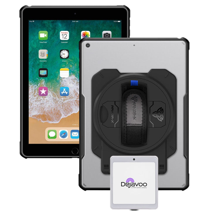 EX2-DAN-iPad-N2 | iPad 9.7 ( 5th / 6th Gen.) 2017 / 2018 | Ultra Slim 4 Corner Anti-Impact Tablet Case With dejavoo P12 mPOS PIN Pad Card Reader Holder