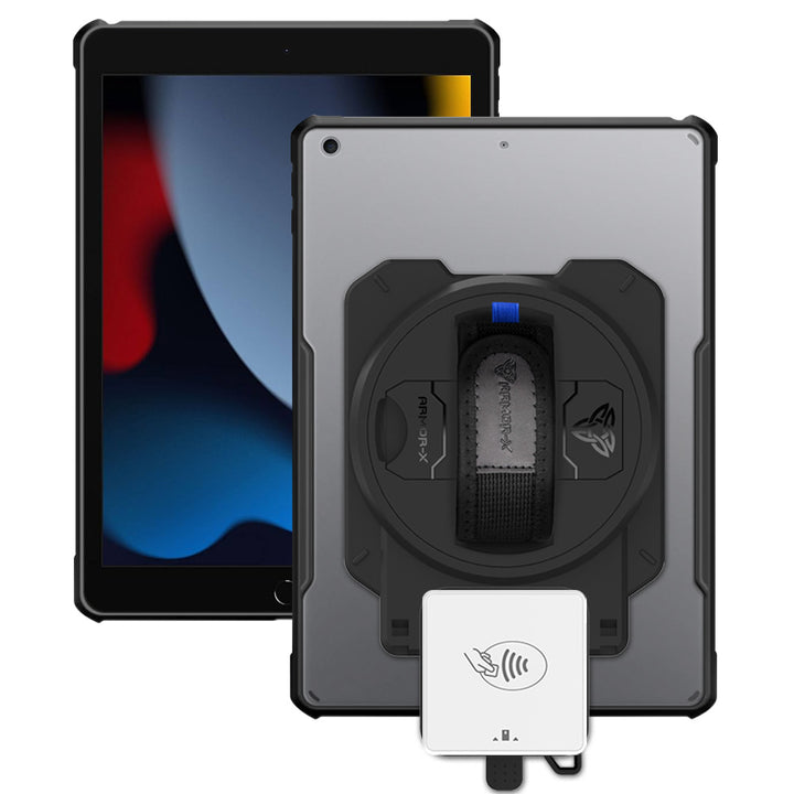 EX2-DAN-iPad-N3 | iPad 10.2 (7th & 8th & 9th Gen.) 2019 / 2020 / 2021 | Ultra Slim 4 Corner Anti-Impact Tablet Case With Payanywhere 3-in-1 Credit Card Reader Holder