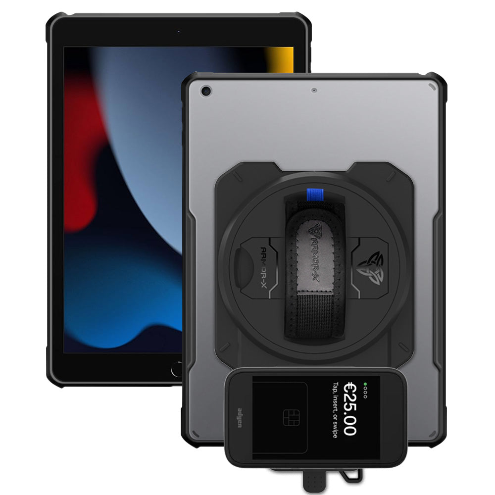 EX2-DAN-iPad-N3 | iPad 10.2 (7th & 8th & 9th Gen.) 2019 / 2020 / 2021 | Ultra Slim 4 Corner Anti-Impact Tablet Case With Adyen AMS1 Card Reader Holder