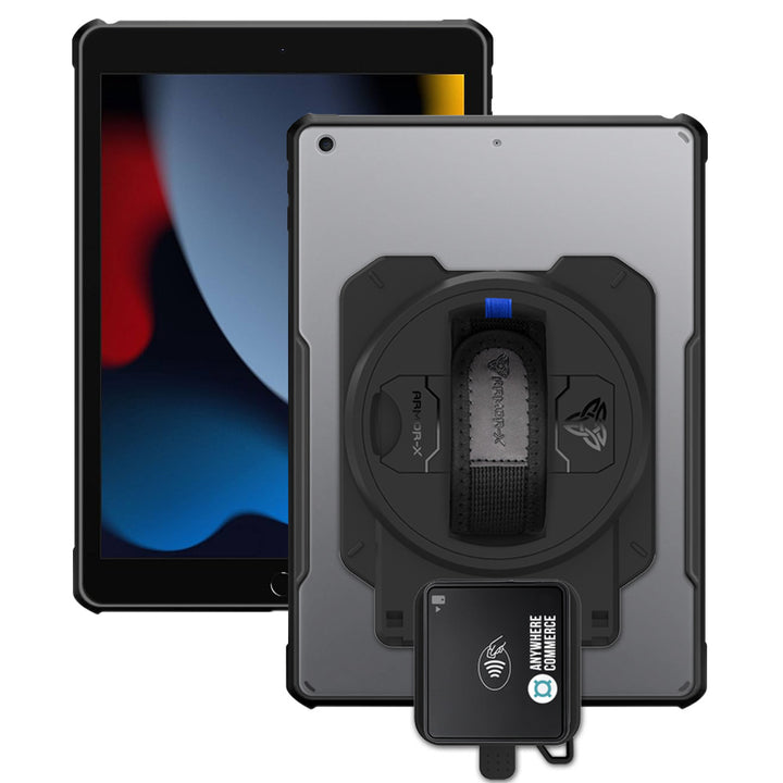 EX2-DAN-iPad-N3 | iPad 10.2 (7th & 8th & 9th Gen.) 2019 / 2020 / 2021 | Ultra Slim 4 Corner Anti-Impact Tablet Case With AnywhereCommerce Walker C3X Credit Card Reader Holder