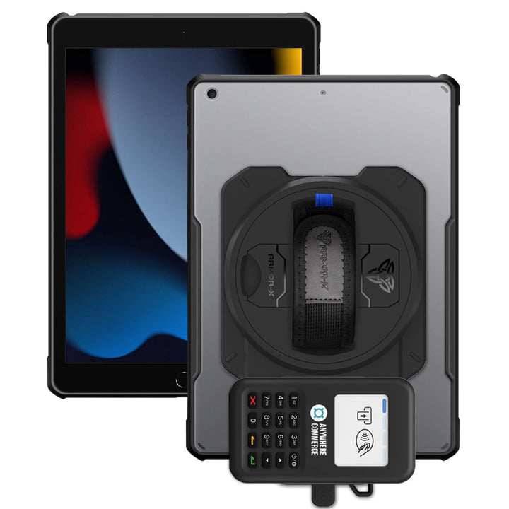 EX2-DAN-iPad-N3 | iPad 10.2 (7th & 8th & 9th Gen.) 2019 / 2020 / 2021 | Ultra Slim 4 Corner Anti-Impact Tablet Case With AnywhereCommerce Nomad WP3 Credit Card Reader Holder