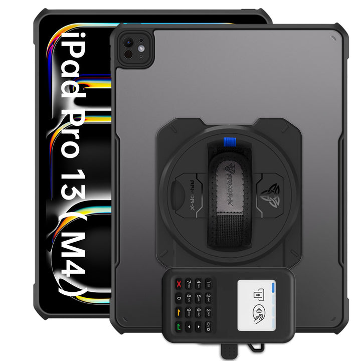 EX2-DAN-iPad-PR10 | iPad Pro 13 ( M4 ) | Ultra Slim 4 Corner Anti-Impact Tablet Case With Grafterr Go BBPOS WisePad 3 Card Reader Holder Supports Apple Pencil Pro Wireless Charging