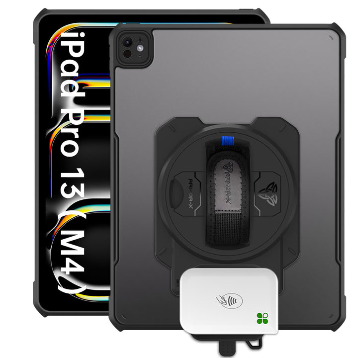 EX2-DAN-iPad-PR10 | iPad Pro 13 ( M4 ) | Ultra Slim 4 Corner Anti-Impact Tablet Case With Clover Go Card Reader Holder Supports Apple Pencil Pro Wireless Charging