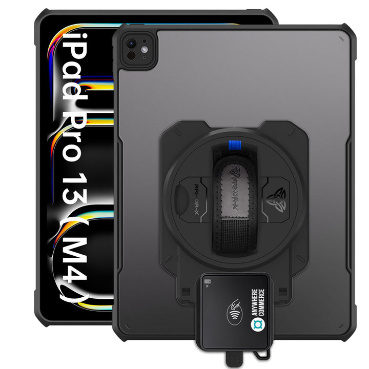 EX2-DAN-iPad-PR10 | iPad Pro 13 ( M4 ) | Ultra Slim 4 Corner Anti-Impact Tablet Case With AnywhereCommerce Walker C3X Credit Card Reader Holder Supports Apple Pencil Pro Wireless Charging