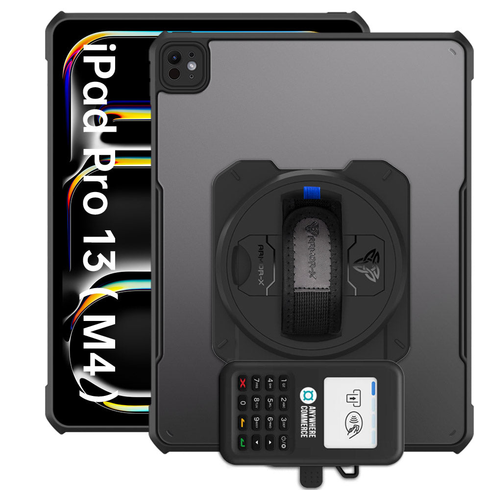 EX2-DAN-iPad-PR10 | iPad Pro 13 ( M4 ) | Ultra Slim 4 Corner Anti-Impact Tablet Case With AnywhereCommerce Nomad WP3 Credit Card Reader Holder Supports Apple Pencil Pro Wireless Charging