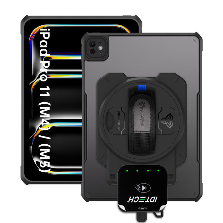 EX2-DAN-iPad-PR11 | iPad Pro 11 (M4) / (M5) | Ultra Slim 4 Corner Anti-Impact Tablet Case With ID TECH VP3350 Card Reader Holder Supports Apple Pencil Pro Wireless Charging