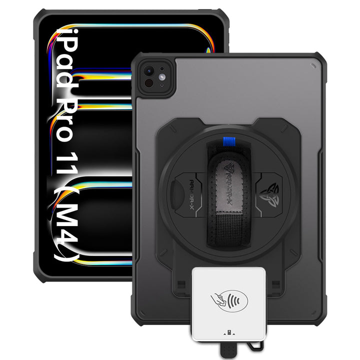 EX2-DAN-iPad-PR11 | iPad Pro 11 ( M4 ) | Ultra Slim 4 Corner Anti-Impact Tablet Case With Payanywhere 3-in-1 Credit Card Reader Holder Supports Apple Pencil Pro Wireless Charging