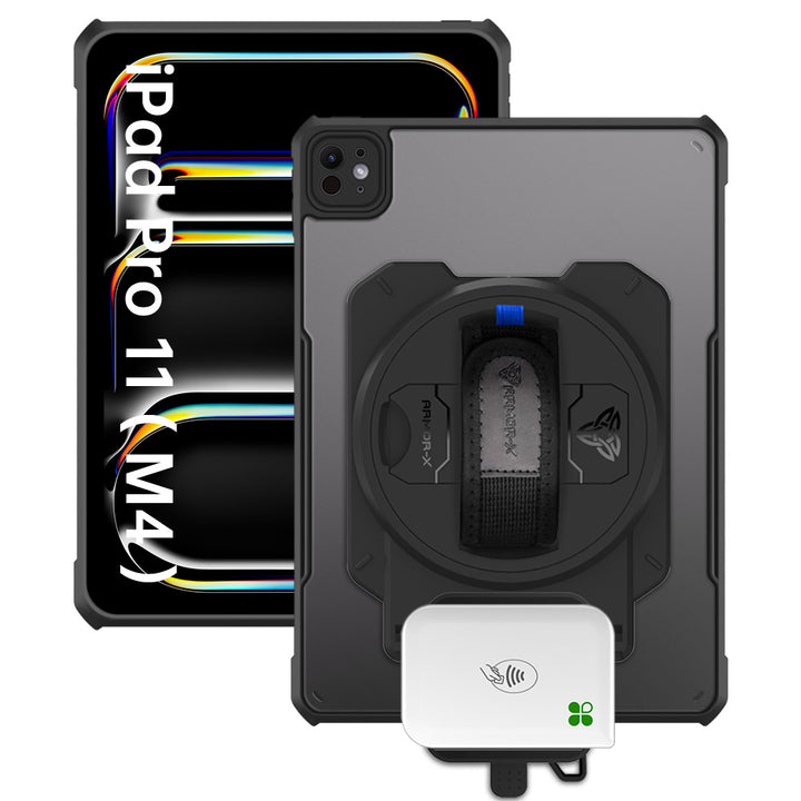 EX2-DAN-iPad-PR11 | iPad Pro 11 ( M4 ) | Ultra Slim 4 Corner Anti-Impact Tablet Case With Clover Go Card Reader Holder Supports Apple Pencil Pro Wireless Charging