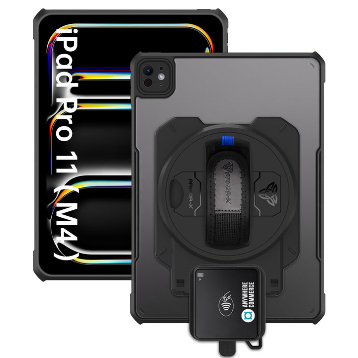 EX2-DAN-iPad-PR11 | iPad Pro 11 ( M4 ) | Ultra Slim 4 Corner Anti-Impact Tablet Case With AnywhereCommerce Walker C3X Credit Card Reader Holder Supports Apple Pencil Pro Wireless Charging