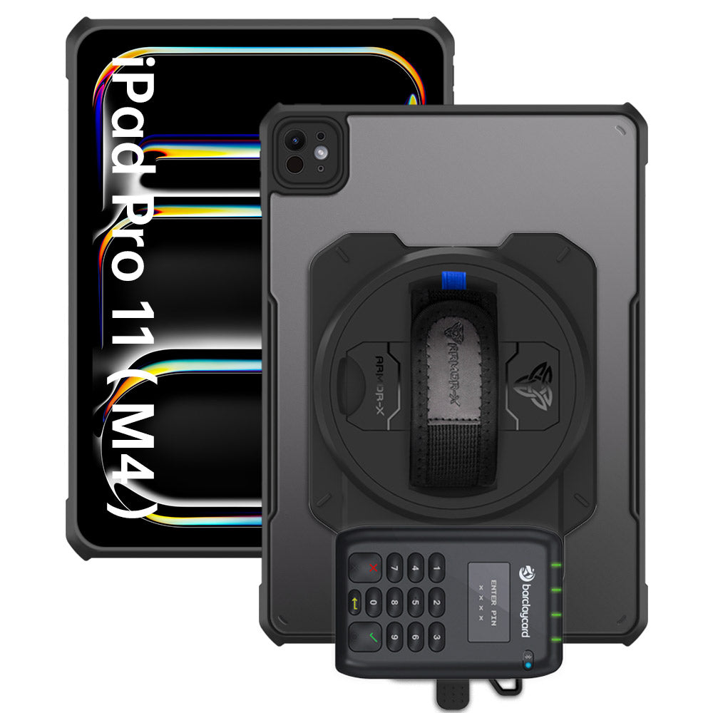 EX2-DAN-iPad-PR11 | iPad Pro 11 ( M4 ) | Ultra Slim 4 Corner Anti-Impact Tablet Case With Barclaycard Card Reader Holder Supports Apple Pencil Pro Wireless Charging