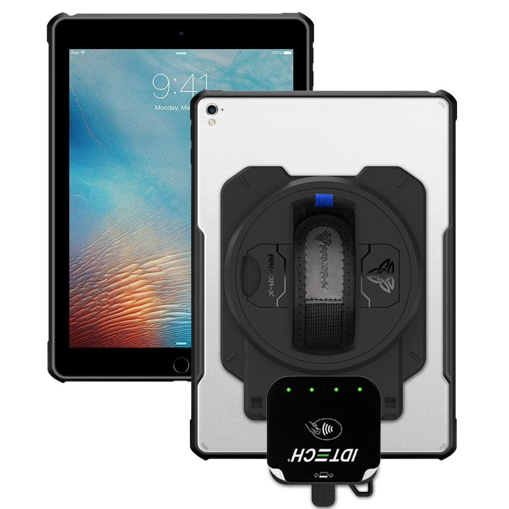 EX2-DAN-iPad-PR1 | iPad Pro 9.7 2016 | Ultra Slim 4 Corner Anti-Impact Tablet Case With ID TECH VP3350 Card Reader Holder
