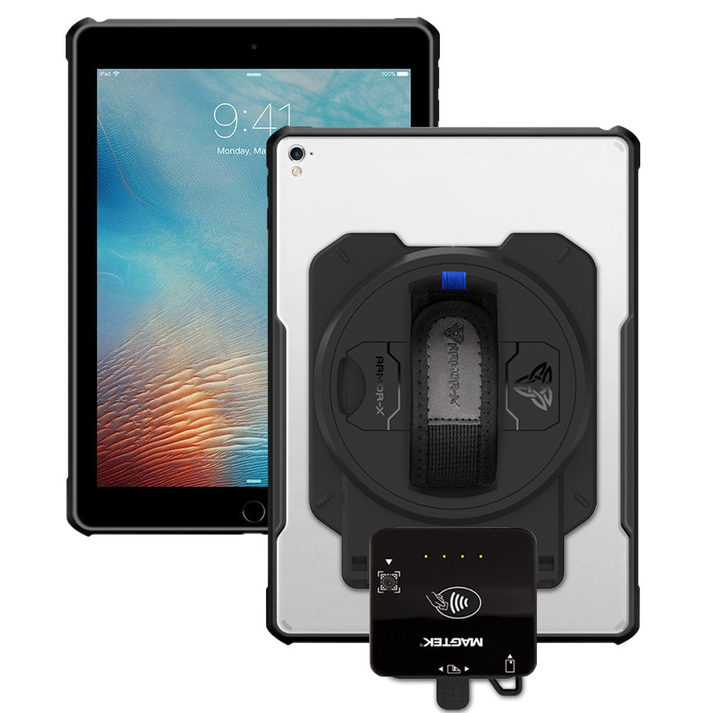 EX2-DAN-iPad-PR1 | iPad Air 2 | Ultra Slim 4 Corner Anti-Impact Tablet Case With Magtek DynaFlex II Go Card Reader Holder