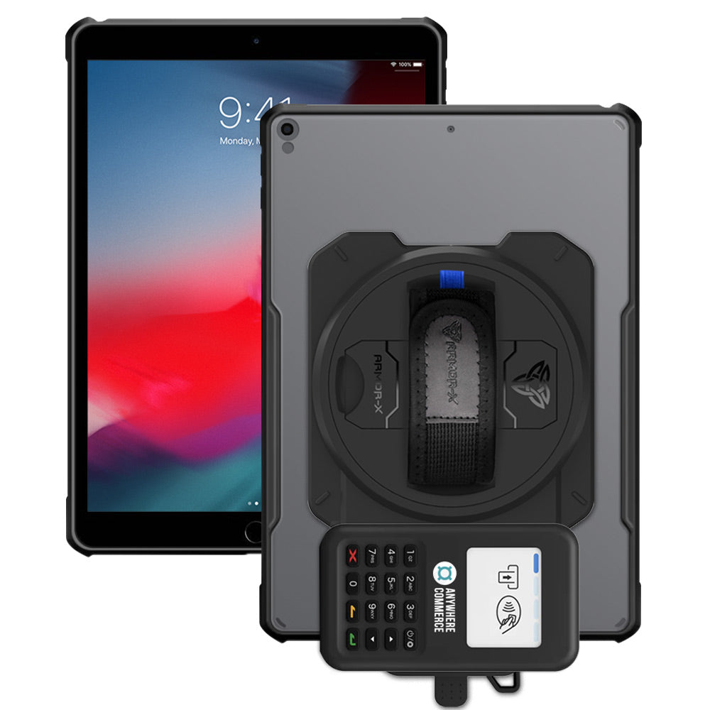 EX2-DAN-iPad-PR3 | iPad Air (3rd Gen.) 2019 | Ultra Slim 4 Corner Anti-Impact Tablet Case With AnywhereCommerce Nomad WP3 Credit Card Reader Holder