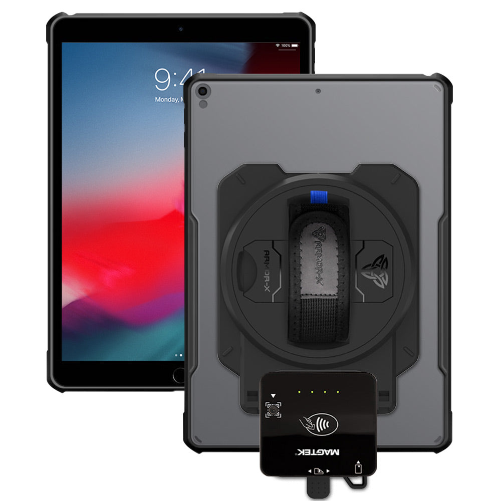 EX2-DAN-iPad-PR3 | iPad Air (3rd Gen.) 2019 | Ultra Slim 4 Corner Anti-Impact Tablet Case With Magtek DynaFlex II Go Card Reader Holder