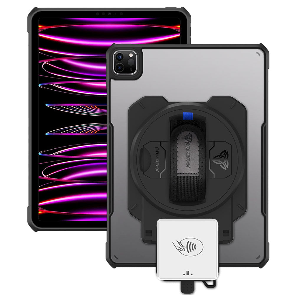 EX2-DAN-iPad-PR6 | iPad Pro 11 ( 1st / 2nd / 3rd / 4th Gen. ) 2018 / 2020 / 2021 / 2022 | Ultra Slim 4 Corner Anti-Impact Tablet Case With Payanywhere 3-in-1 Credit Card Reader Holder Supports Apple Pencil 2 Wireless Charging