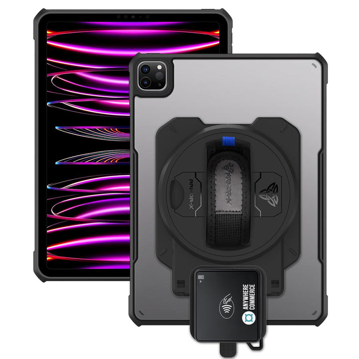 EX2-DAN-iPad-PR6 | iPad Pro 11 ( 1st / 2nd / 3rd / 4th Gen. ) 2018 / 2020 / 2021 / 2022 | Ultra Slim 4 Corner Anti-Impact Tablet Case With AnywhereCommerce Walker C3X Credit Card Reader Holder Supports Apple Pencil 2 Wireless Charging