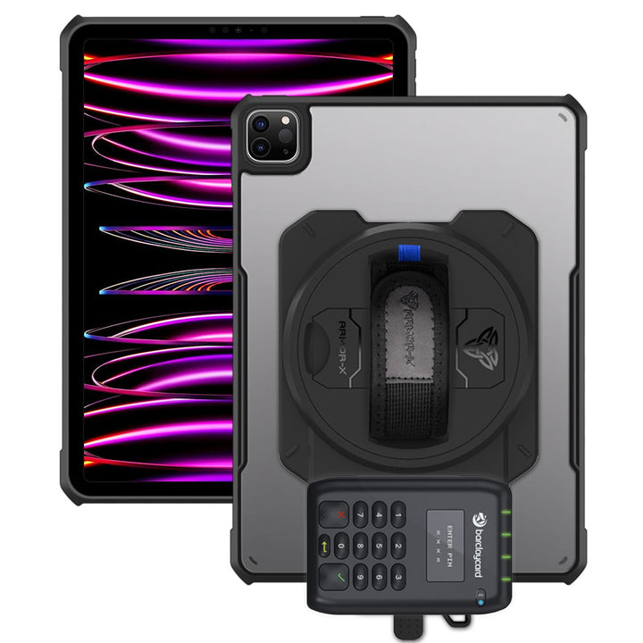 EX2-DAN-iPad-PR6 | iPad Pro 11 ( 1st / 2nd / 3rd / 4th Gen. ) 2018 / 2020 / 2021 / 2022 | Ultra Slim 4 Corner Anti-Impact Tablet Case With Barclaycard Card Reader Holder Supports Apple Pencil 2 Wireless Charging