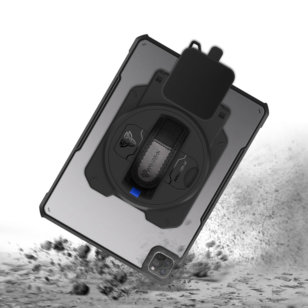 EX2-DAN-iPad-PR6 | iPad Pro 11 ( 1st / 2nd / 3rd / 4th Gen. ) 2018 / 2020 / 2021 / 2022 | Ultra Slim 4 Corner Anti-Impact Tablet Case With Ingenico Moby 6500 Card Reader Holder Supports Apple Pencil 2 Wireless Charging