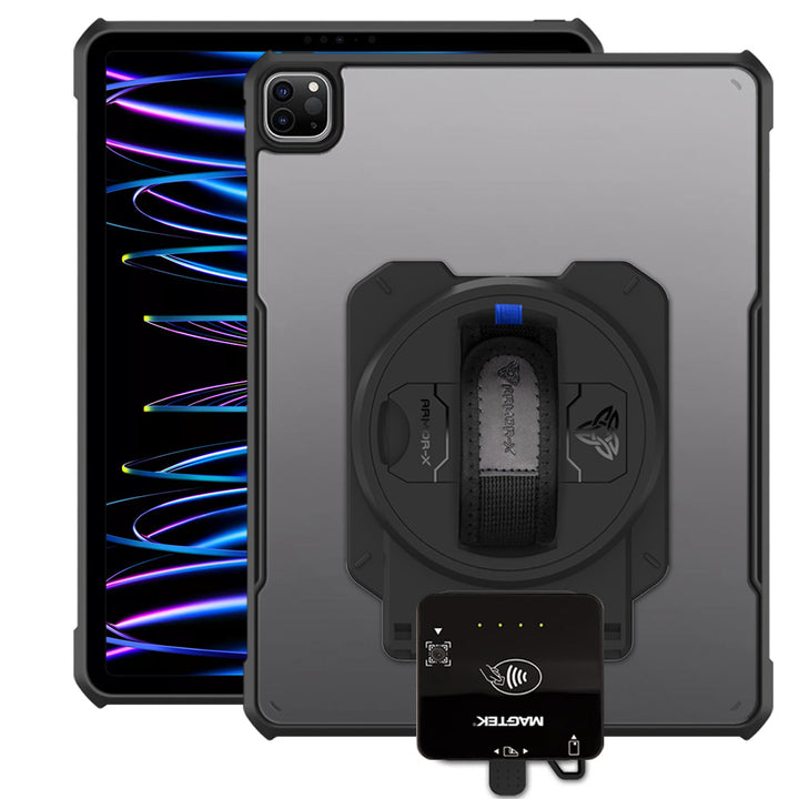 EX2-DAN-iPad-PR7 | iPad Pro 12.9 ( 3rd / 4th / 5th / 6th Gen. ) 2018 / 2020 / 2021 / 2022 | Ultra Slim 4 Corner Anti-Impact Tablet Case With Magtek DynaFlex II Go Card Reader Holder Supports Apple Pencil 2 Wireless Charging