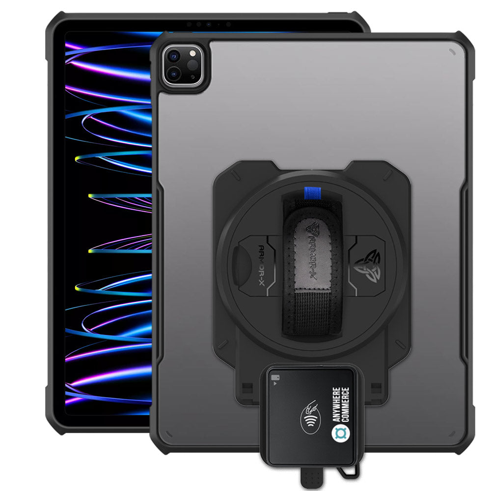 EX2-DAN-iPad-PR7 | iPad Pro 12.9 ( 3rd / 4th / 5th / 6th Gen. ) 2018 / 2020 / 2021 / 2022 | Ultra Slim 4 Corner Anti-Impact Tablet Case With AnywhereCommerce Walker C3X Credit Card Reader Holder Supports Apple Pencil 2 Wireless Charging