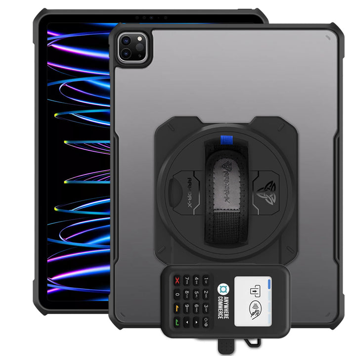 EX2-DAN-iPad-PR7 | iPad Pro 12.9 ( 3rd / 4th / 5th / 6th Gen. ) 2018 / 2020 / 2021 / 2022 | Ultra Slim 4 Corner Anti-Impact Tablet Case With AnywhereCommerce Nomad WP3 Credit Card Reader Holder Supports Apple Pencil 2 Wireless Charging