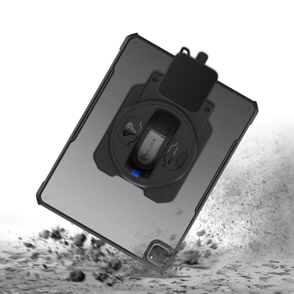 EX2-DAN-iPad-PR7 | iPad Pro 12.9 ( 3rd / 4th / 5th / 6th Gen. ) 2018 / 2020 / 2021 / 2022 | Ultra Slim 4 Corner Anti-Impact Tablet Case With Ingenico Moby 5500 Card Reader Holder Supports Apple Pencil 2 Wireless Charging