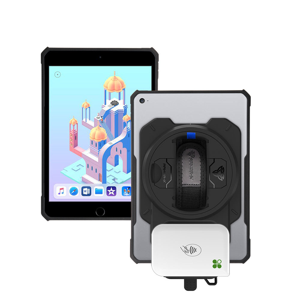 EX2-DAN-ipad-M3 | iPad mini 3 / mini 2 / mini 1 | Ultra Slim 4 Corner Anti-Impact Tablet Case With Clover Go Card Reader Holder