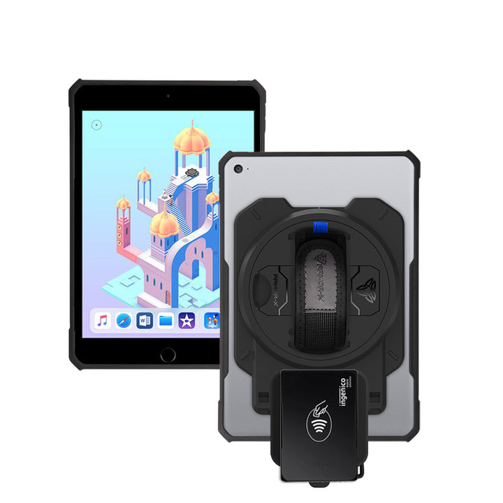 EX2-DAN-ipad-M3 | iPad mini 3 / mini 2 / mini 1 | Ultra Slim 4 Corner Anti-Impact Tablet Case With Ingenico Moby 5500 Card Reader Holder