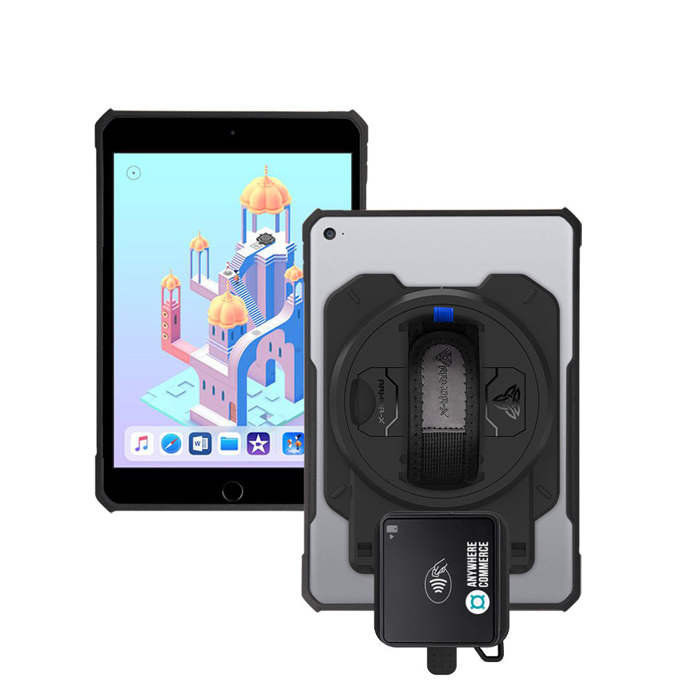 EX2-DAN-ipad-M5 | iPad mini 5 / mini 4 | Ultra Slim 4 Corner Anti-Impact Tablet Case With AnywhereCommerce Walker C3X Credit Card Reader Holder