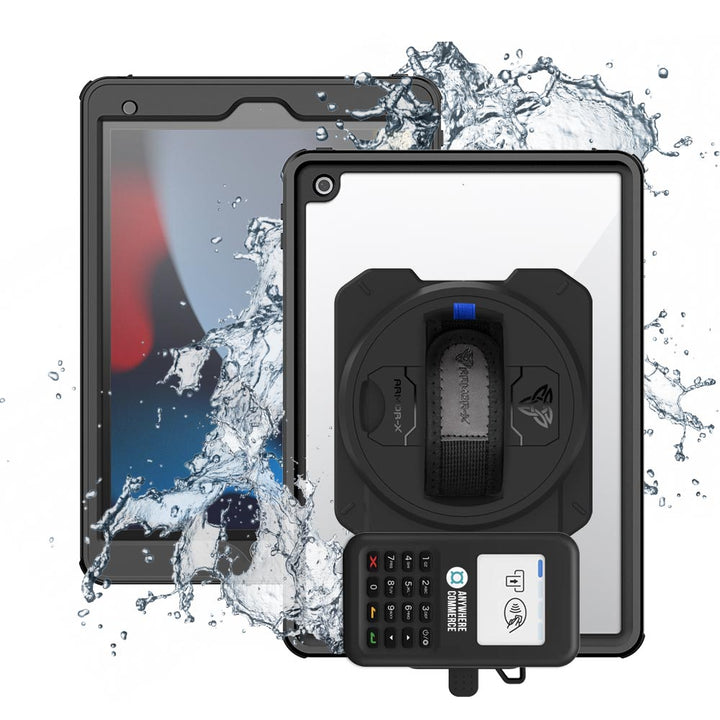 EX2-MAN-A10S | iPad 10.2 (7th & 8th & 9th Gen.) 2019 / 2020 / 2021 | IP68 Waterproof, Shock & Dust Proof Case With AnywhereCommerce Nomad WP3 Credit Card Reader Holder