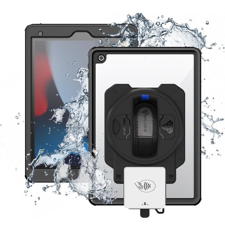 EX2-MAN-A10S | iPad 10.2 (7th & 8th & 9th Gen.) 2019 / 2020 / 2021 | IP68 Waterproof, Shock & Dust Proof Case With Payanywhere 3-in-1 Credit Card Reader Holder