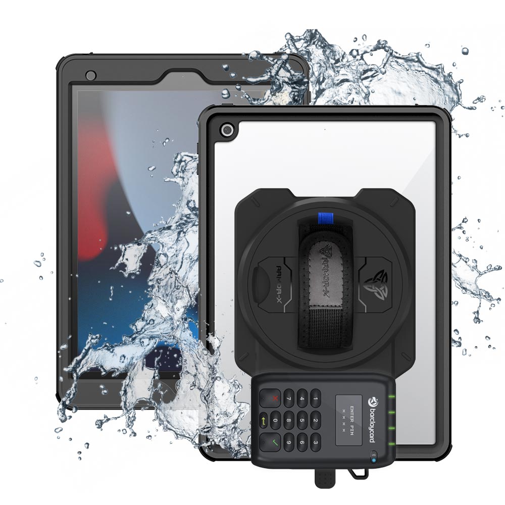 EX2-MAN-A10S | iPad 10.2 (7th & 8th & 9th Gen.) 2019 / 2020 / 2021 | IP68 Waterproof, Shock & Dust Proof Case With Barclaycard Card Reader Holder