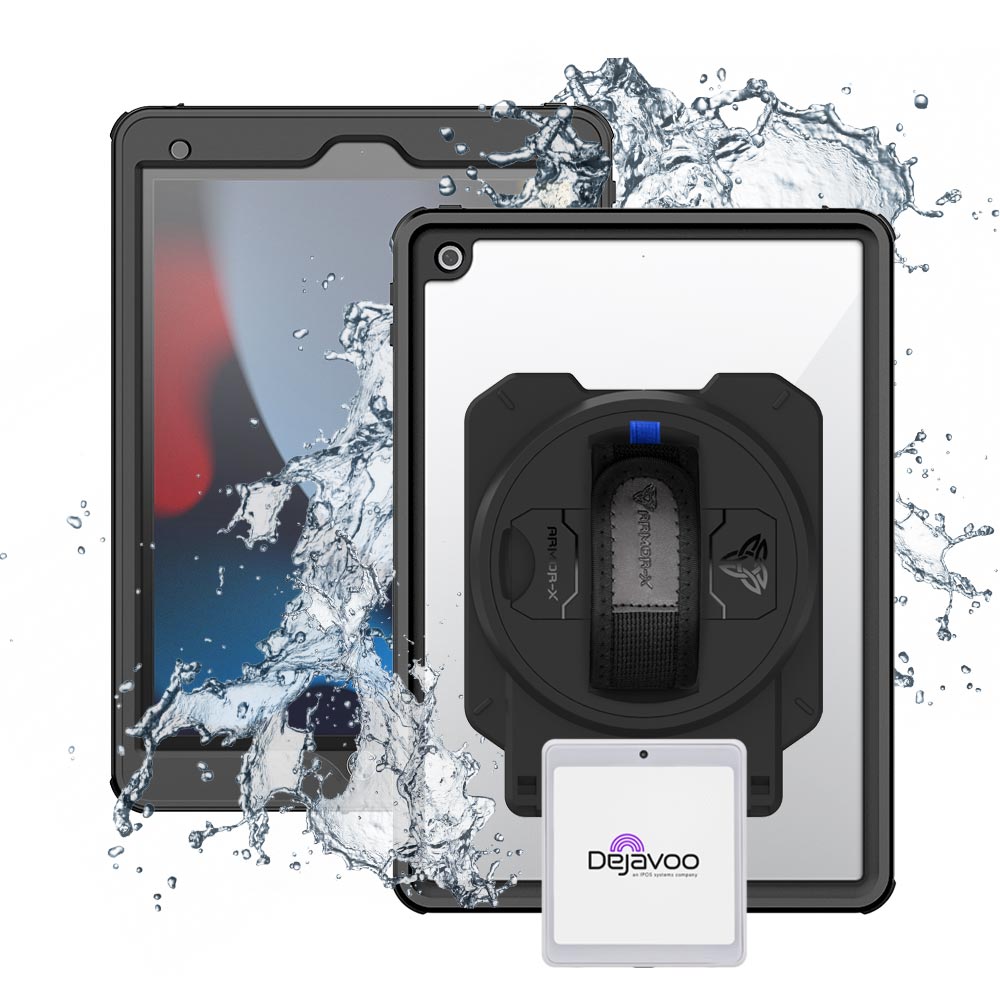 EX2-MAN-A10S | iPad 10.2 (7th &amp; 8th &amp; 9th Gen.) 2019 / 2020 / 2021 | IP68 Waterproof, Shock &amp; Dust Proof Case With dejavoo P12 mPOS PIN Pad