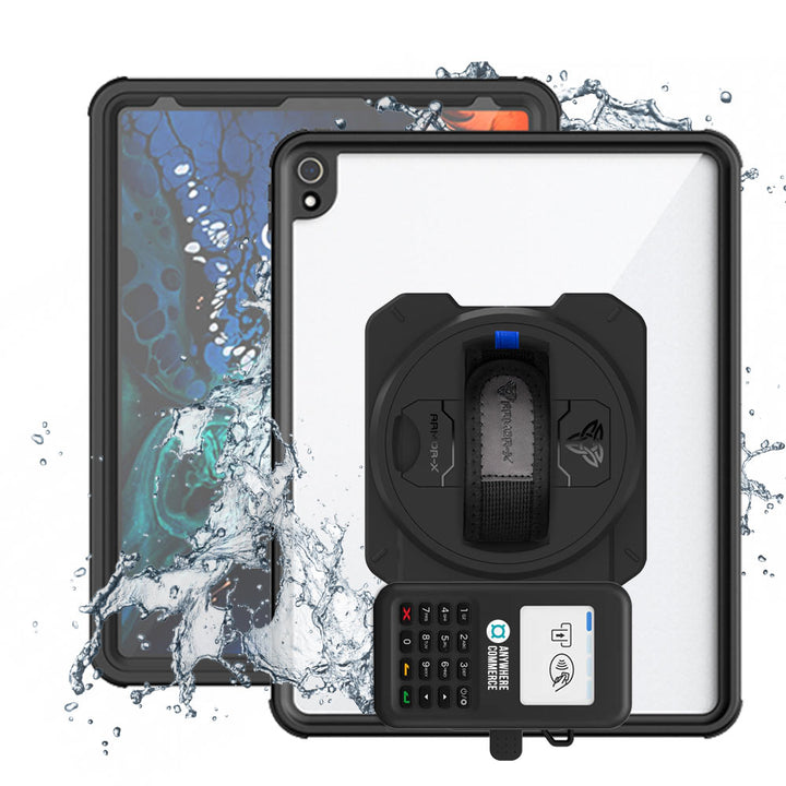 EX2-MAN-A11S | iPad Pro 12.9 ( 3rd Gen. ) 2018 | IP68 Waterproof, Shock & Dust Proof Case With AnywhereCommerce Nomad WP3 Credit Card Reader Holder