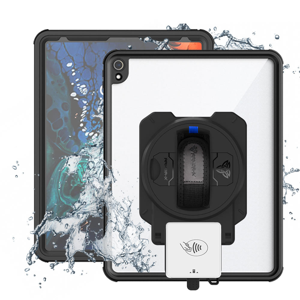 EX2-MAN-A11S | iPad Pro 12.9 ( 3rd Gen. ) 2018 | IP68 Waterproof, Shock & Dust Proof Case With Payanywhere 3-in-1 Credit Card Reader Holder