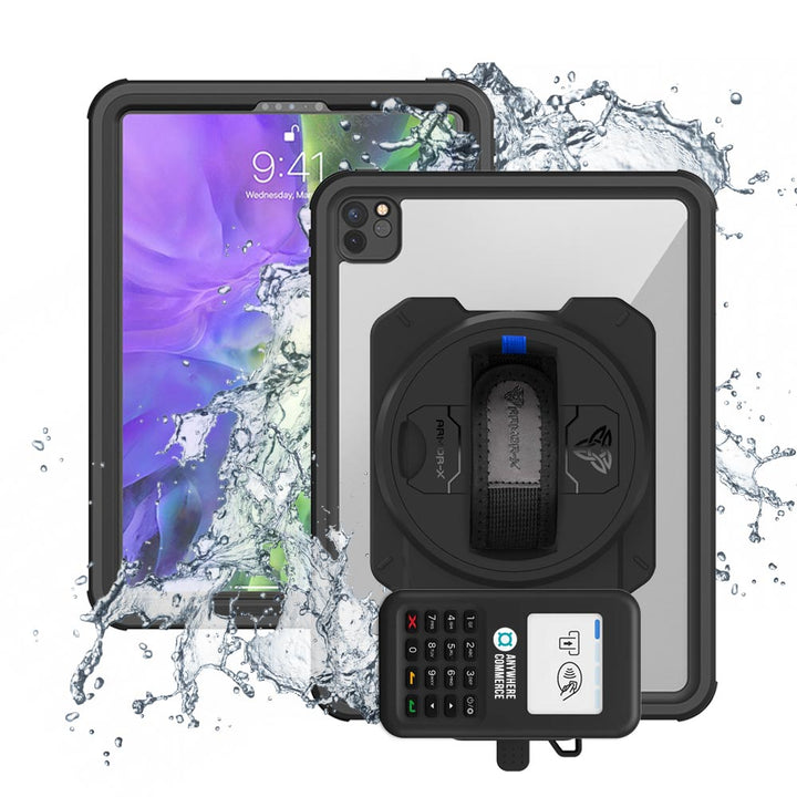 EX2-MAN-A12S | iPad Pro 11 ( 2nd Gen ) 2020 | IP68 Waterproof, Shock & Dust Proof Case With AnywhereCommerce Nomad WP3 Credit Card Reader Holder